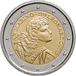 2 euro coin 500th Anniversary of the Death of Leonardo da Vinci | San Marino 2019