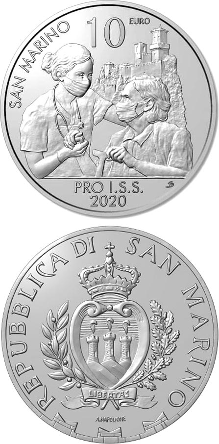 Image of 10 euro coin - Pro I.S.S. | San Marino 2020.  The Silver coin is of Proof quality.