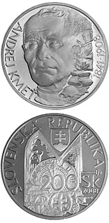 200 crowns coin Andrej Kmet - the 100th Anniversary of the Death | Slovakia 2008