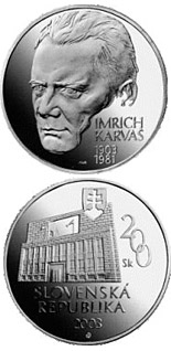 200 crowns coin The centenary of the birth of Imrich Karvas | Slovakia 2003