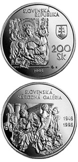 200 crowns coin The 50th Anniversary of the Establishment of the Slovak National Gallery | Slovakia 1998
