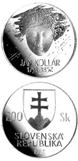 200 crowns coin The 200th anniversary of the birth of Jan Kollar | Slovakia 1993