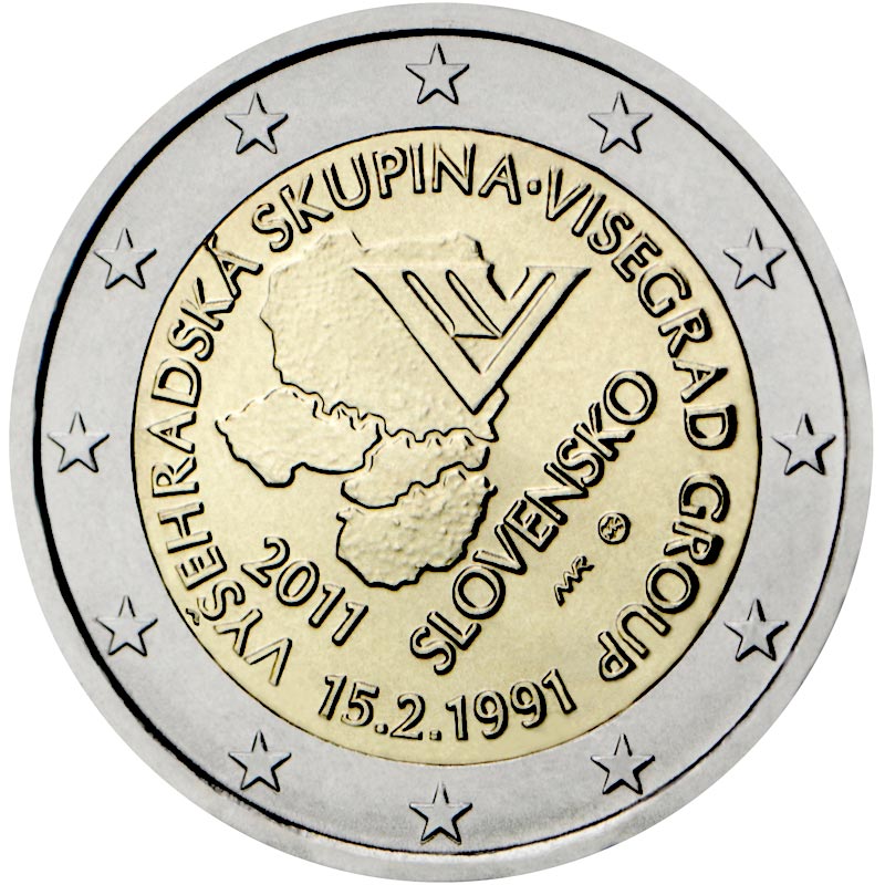 Image of 2 euro coin - 20th anniversary of the formation of the Visegrad Group  | Slovakia 2011