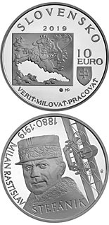 10 euro coin 100th anniversary of the death of Milan Rastislav Štefánik | Slovakia 2019