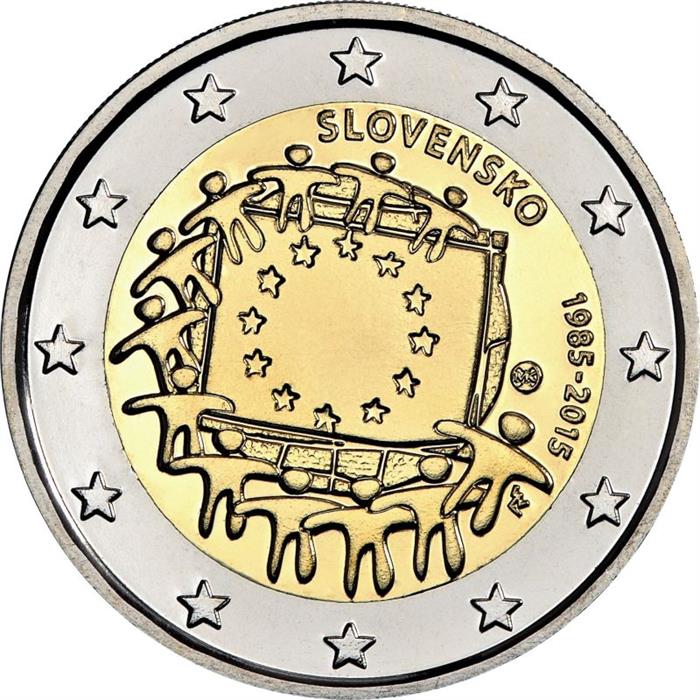 Image of 2 euro coin - The 30th anniversary of the EU flag | Slovakia 2015