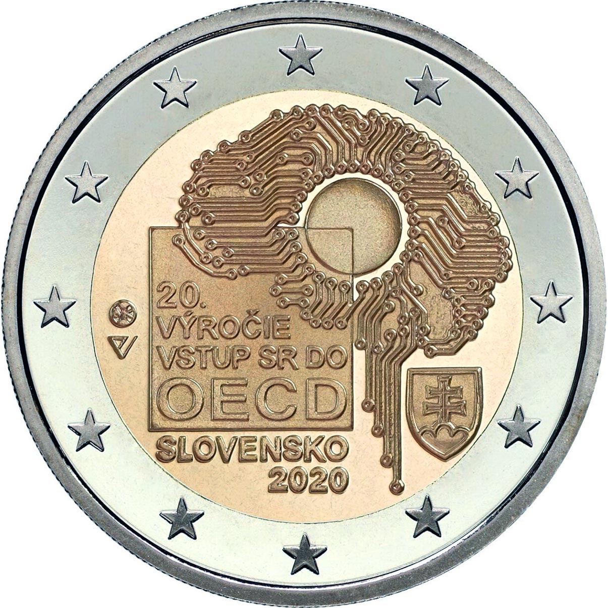 Image of 2 euro coin - Entry of the Slovak Republic to the OECD | Slovakia 2020
