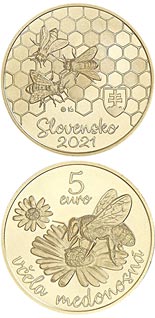 5 euro coin Western honey bee | Slovakia 2021