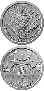 10 euro coin 100th anniversary of the start of regular broadcasting by Czechoslovak Radio | Slovakia 2023