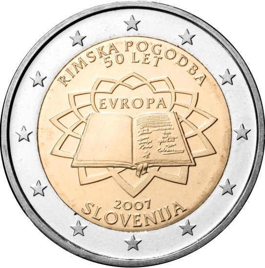 Image of 2 euro coin - 50th Anniversary of the Treaty of Rome | Slovenia 2007