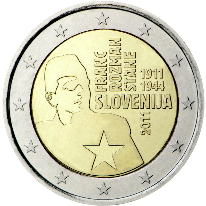 Image of 2 euro coin - 100th anniversary of the birth of Franc Rozman | Slovenia 2011