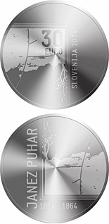 30 euro coin 200th Anniversary of the Birth of the Photographer Janez Puhar | Slovenia 2014