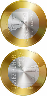 3 euro coin 200th Anniversary of the Birth of the Photographer Janez Puhar | Slovenia 2014