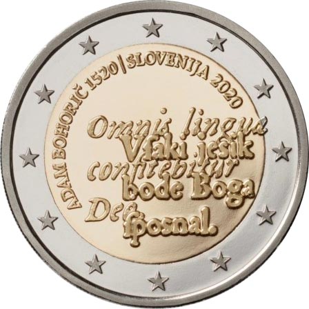 Image of 2 euro coin - 500th Anniversary of the Birth of Adam Bohorič | Slovenia 2020