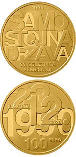 100 euro coin 30th anniversary of plebiscite on sovereignty and independence of the Republic of Slovenia | Slovenia 2020