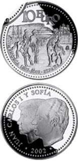 Image of 10 euro coin - Bicentenary of the return of Menorca to Spain | Spain 2002.  The Silver coin is of Proof quality.