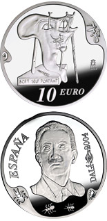 10 euro coin Centenary of the birth of Salvador Dalí - Soft self-portrait with fried bacon | Spain 2004