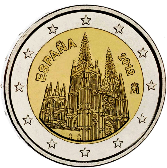 Image of 2 euro coin - The Burgos Cathedral | Spain 2012