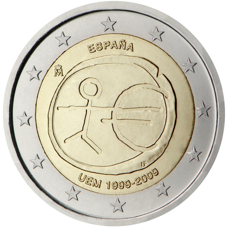 Image of 2 euro coin - 10th Anniversary of the Introduction of the Euro | Spain 2009