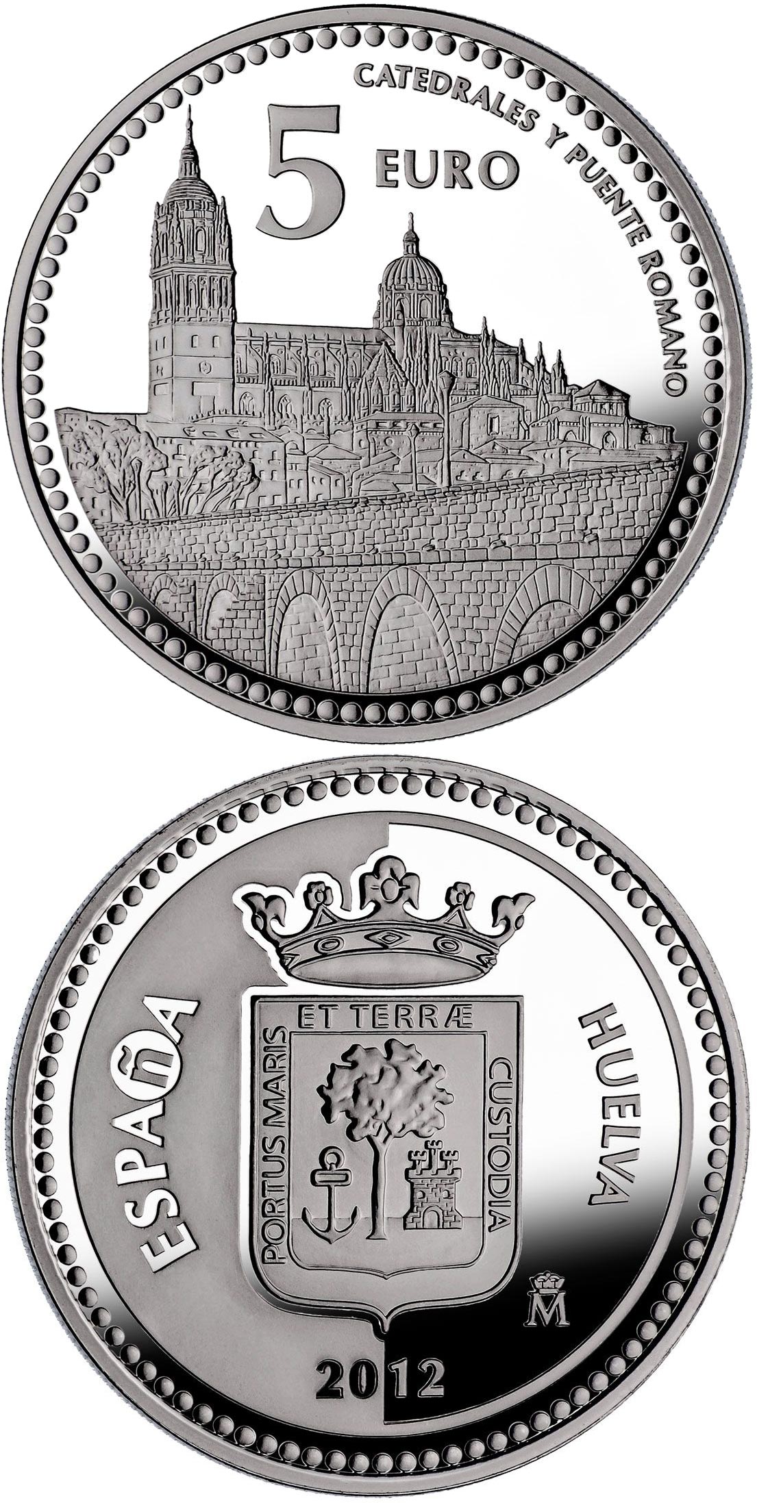 Image of 5 euro coin - Salamanca | Spain 2012.  The Silver coin is of Proof quality.