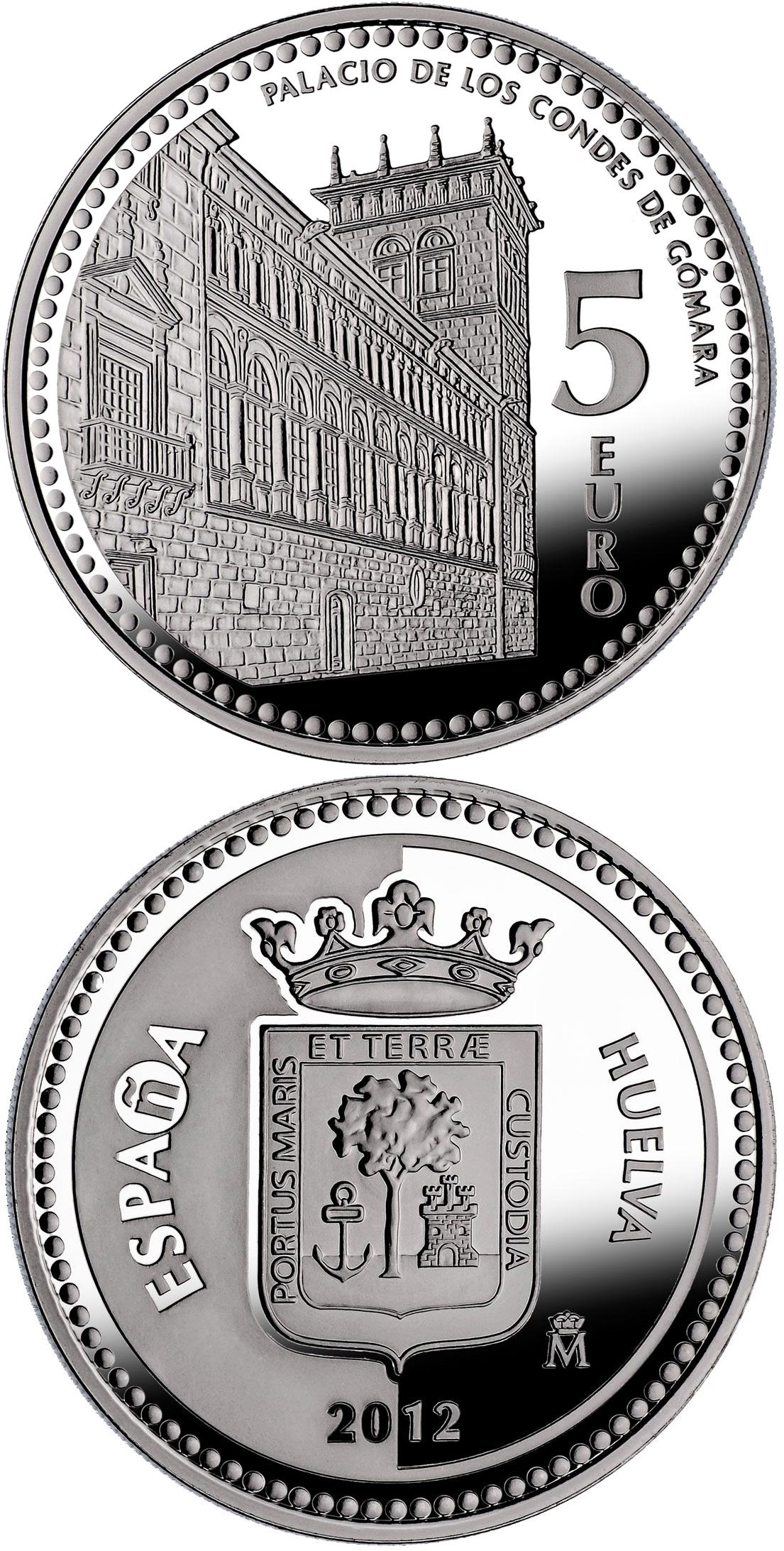 Image of 5 euro coin - Soria | Spain 2012.  The Silver coin is of Proof quality.