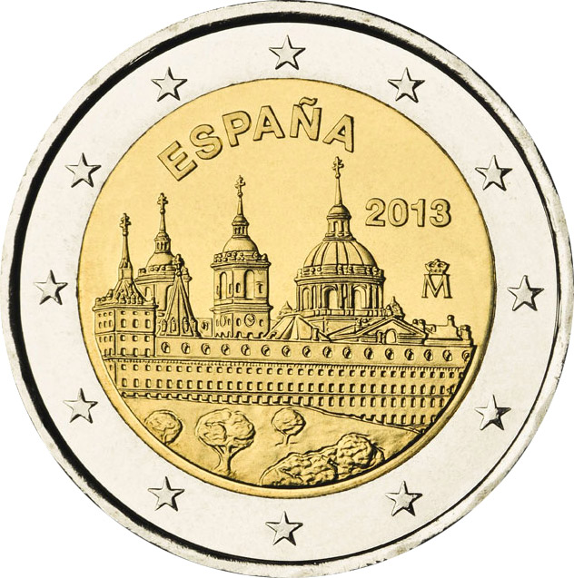 Image of 2 euro coin - The Royal Seat of San Lorenzo de El Escorial | Spain 2013