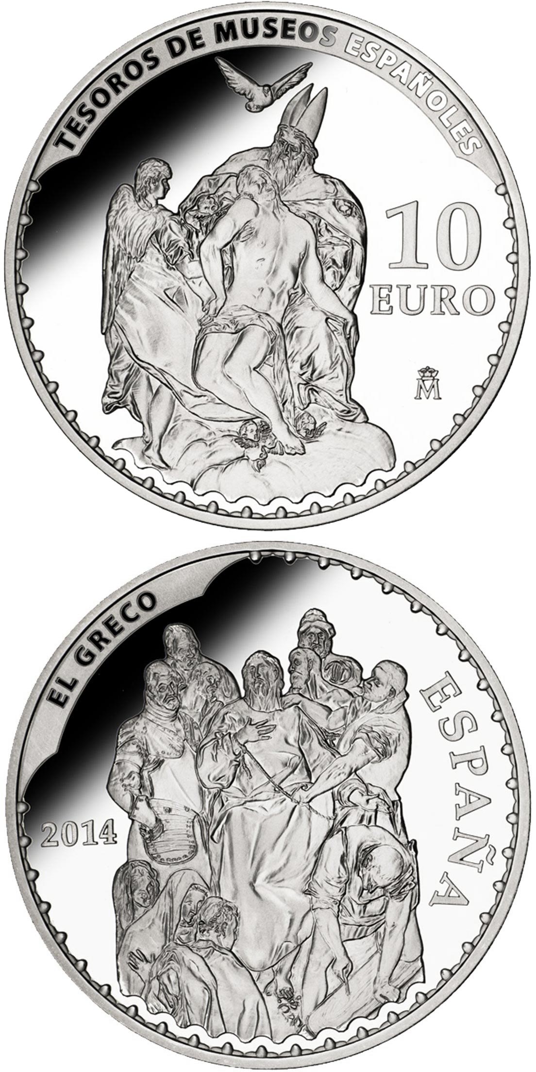 Image of 10 euro coin - El Greco | Spain 2014.  The Silver coin is of Proof quality.