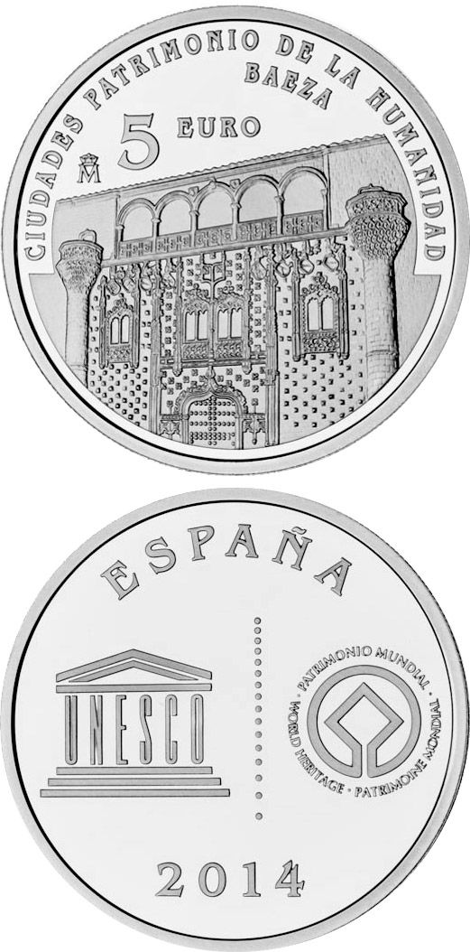 Image of 5 euro coin - Baeza | Spain 2014.  The Silver coin is of Proof quality.