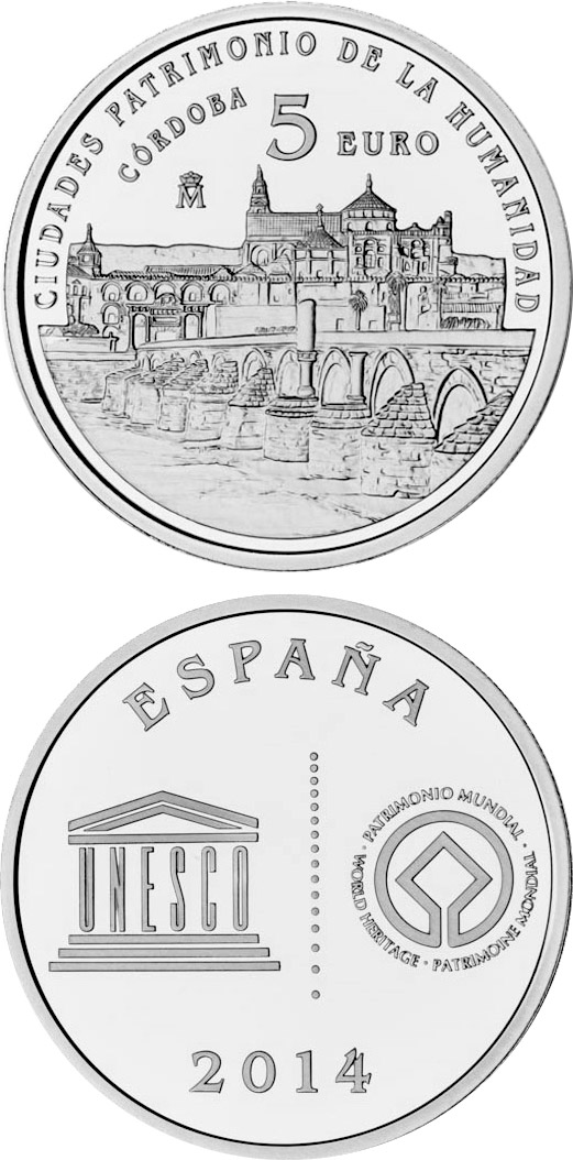 Image of 5 euro coin - Córdoba | Spain 2014.  The Silver coin is of Proof quality.