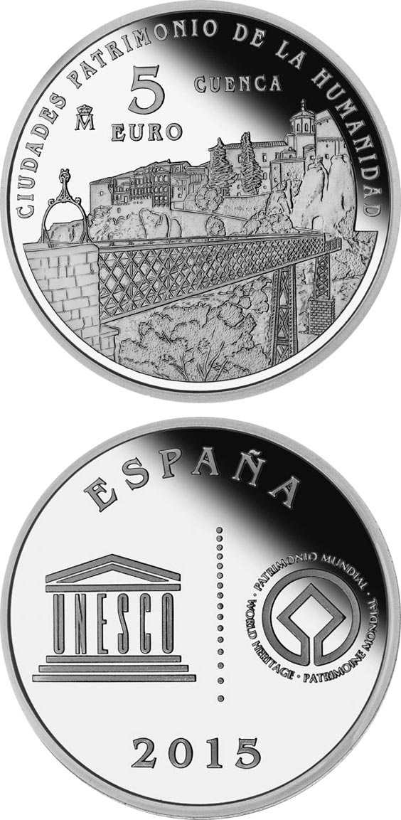 Image of 5 euro coin - Cuenca | Spain 2015.  The Silver coin is of Proof quality.