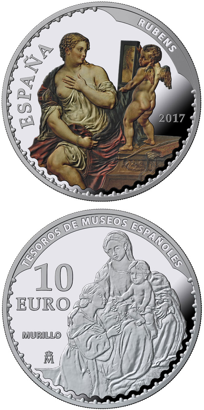 Image of 10 euro coin - Spanish Museum Treasures V: 25th anniversary of the Thyssen-Bornemisza Museum | Spain 2017.  The Silver coin is of Proof quality.