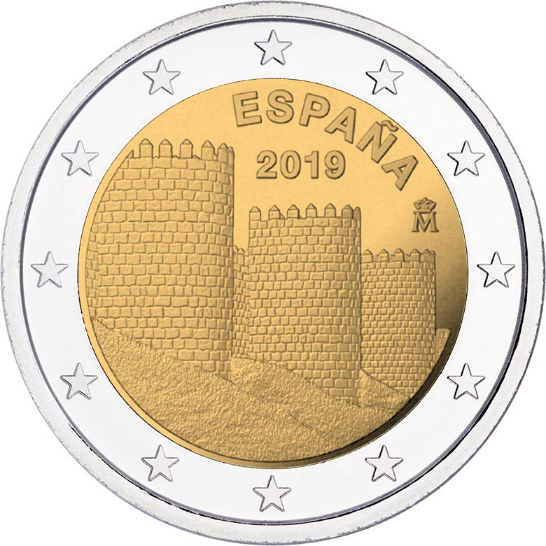Image of 2 euro coin - Walls of Ávila | Spain 2019
