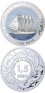 1.5 euro coin Juan Sebastián de Elcano Training Ship | Spain 2018