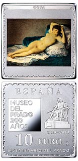 10 euro coin Bicentenary of the Museum del Prado - La maja desnuda | Spain 2019