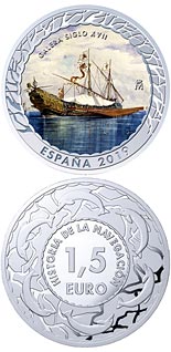 1.5 euro coin 17th Century Galley | Spain 2019
