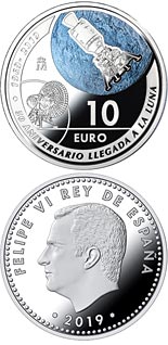 10 euro coin 50th Anniversary of 1st Landing on the Moon   | Spain 2019
