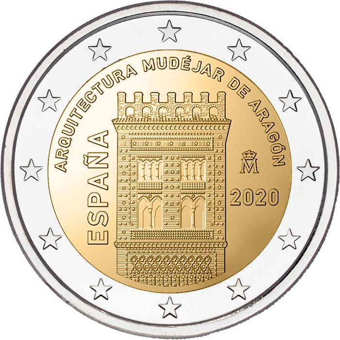 Image of 2 euro coin - Mudéjar Architecture of Aragon | Spain 2020