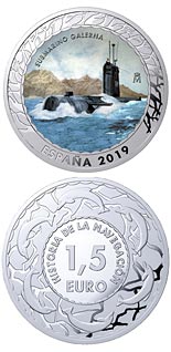 1.5 euro coin Submarine Galerna | Spain 2019