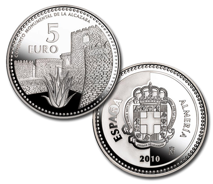 Image of 5 euro coin - Almería | Spain 2010.  The Silver coin is of Proof quality.