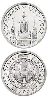 200 krona coin Stockholm 750th anniversary | Sweden 2002