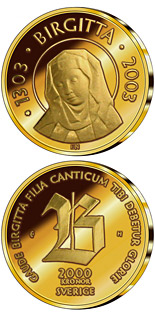 2000 krona coin 700th anniversary of the birth of Saint Birgitta | Sweden 2003