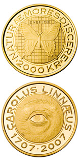 2000 krona coin Carl von Linné 300 years | Sweden 2007