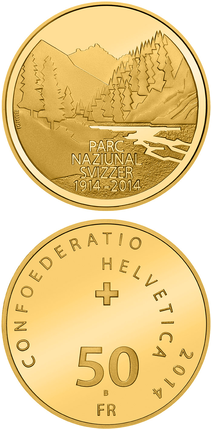 Image of 50 francs coin - 100 years of the Swiss National Park | Switzerland 2014