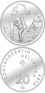 20 franc coin 50th anniversary of Apollo 11 moon landing | Switzerland 2019