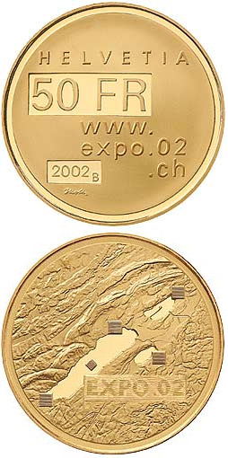 Image of 50 francs coin - Expo.02  | Switzerland 2002