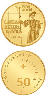 50 franc coin 500 years of the Pontifical Swiss Guard | Switzerland 2006