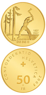 Image of 50 francs coin - 100 years of the Swiss National Bank | Switzerland 2007