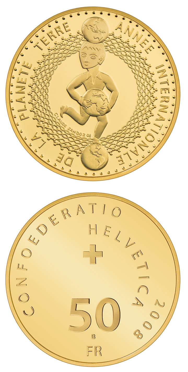 Image of 50 francs coin - International Year of Planet Earth | Switzerland 2008