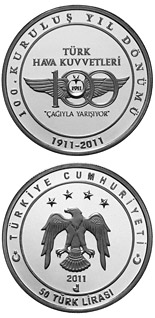 50 Lira coin 100th Anniversary of the Turkish Air Force | Turkey 2011