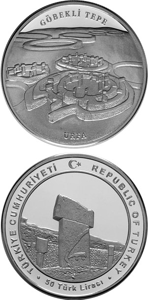 Image of 50 Lira coin - Göbekli Tepe | Turkey 2012.  The Silver coin is of Proof quality.