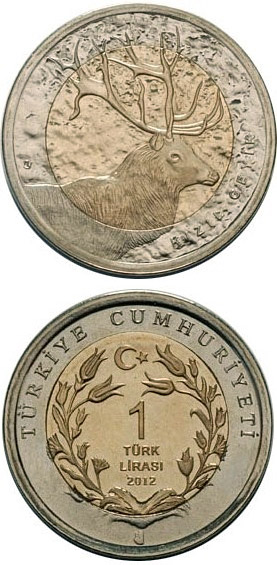 Image of 2 Lira coin - Red deer | Turkey 2012